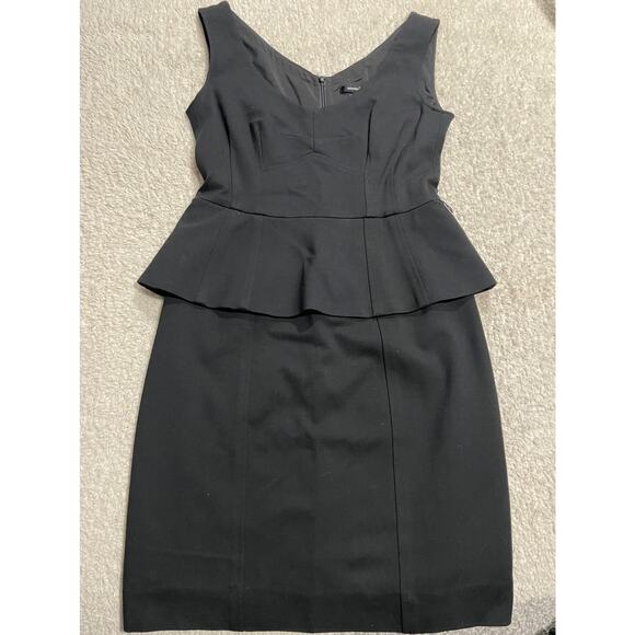 Nanette Lepore Sz 4 Stretch V Neck Sleeveless Peplum Dress Black MSRP $268 - Picture 1 of 11